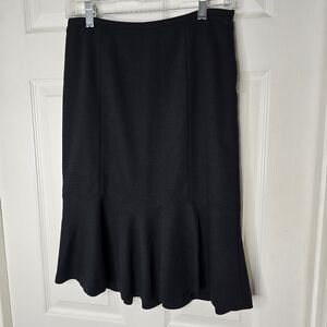 Elegant Ann Taylor wool Black Flared lined sude zip‎ womens skirt 2